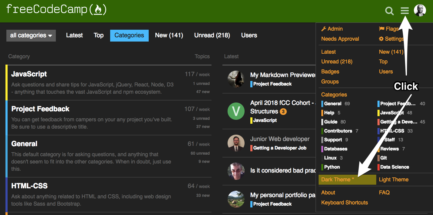i designed a dark theme night mode you can easily toggle on and